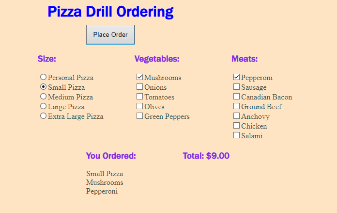 image of Pizza ordering app